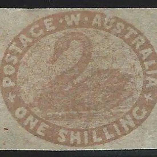 1855 1/- pale brown swan. Clear, even margins & ...