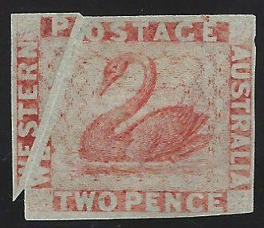 1860 2d pale orange swan with pre-printing fold. ... Image 1++