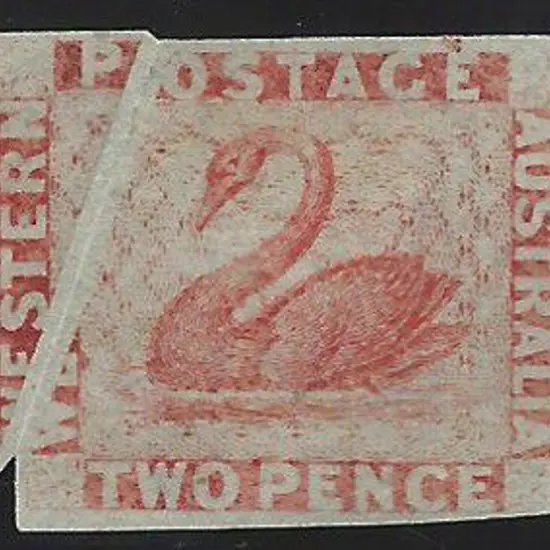 1860 2d pale orange swan with pre-printing fold. ...