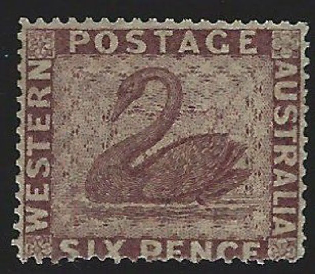 1861 6d purple brown swan, clean-cut perf 14-16 ... Image 1++