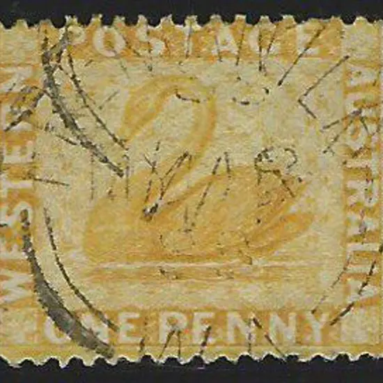 1882 1d yellow-ochre swan with wmk crown CA ...