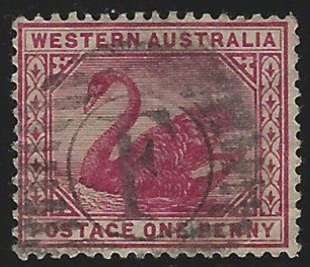 1890 1d carmine swan, perf 14, with Crown CA wmk ... Image 1++