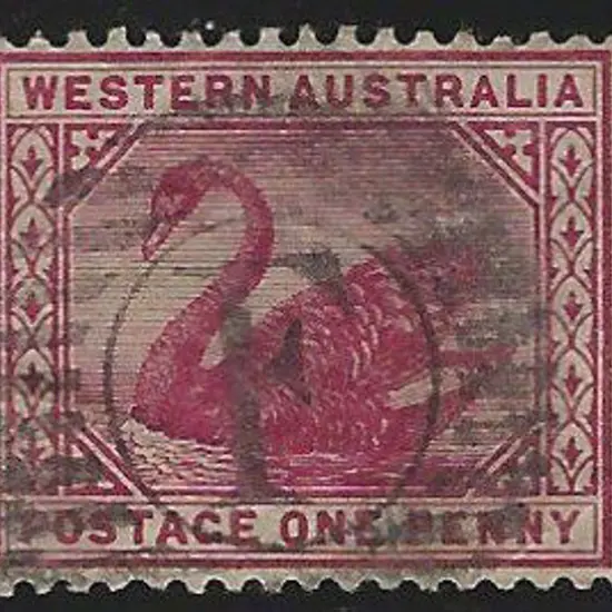 1890 1d carmine swan, perf 14, with Crown CA wmk ...