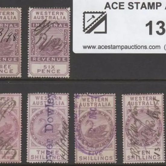 1896 1d to £1 Revenues with CrownCA wmk, perf. 14. ...