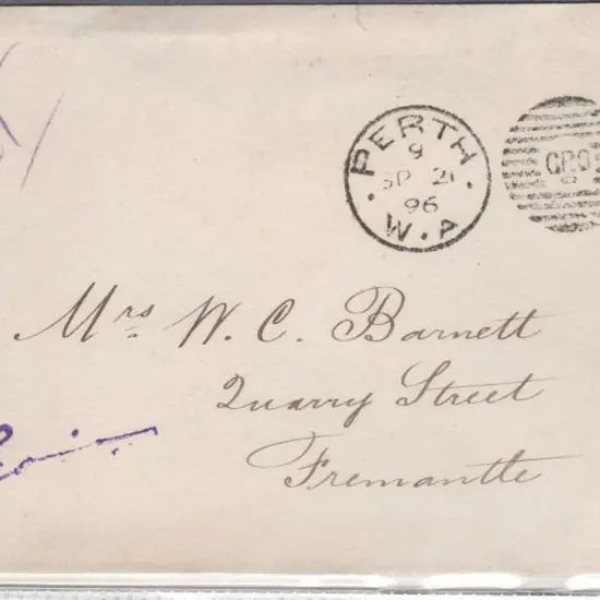 1896 (21st Sept) unstamped official cover to ...