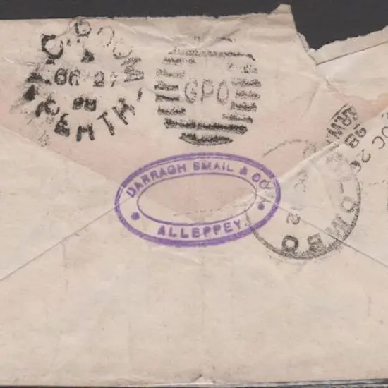 1898 (3rd Oct) inwards mail with 2a6p India ...