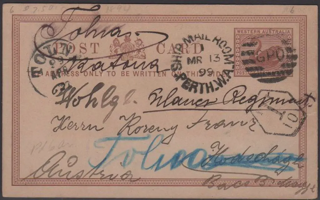 1899 (13th March) 1d brown postcard with Ship Mail ... Image 1++
