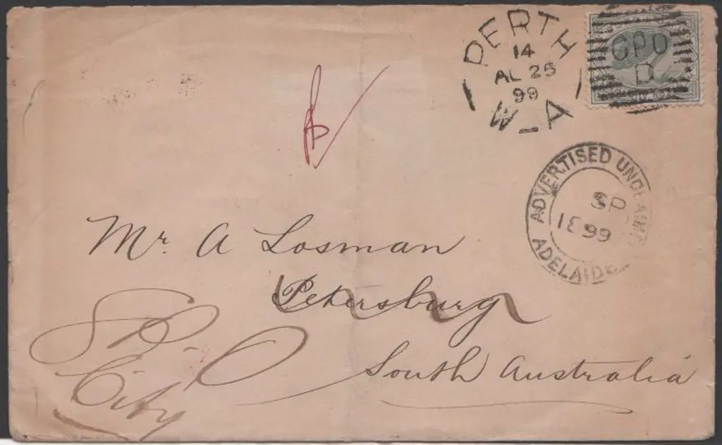 1899 (25th Aug) Perth DXF-2 GPO/D in. 14 ... Image 1++