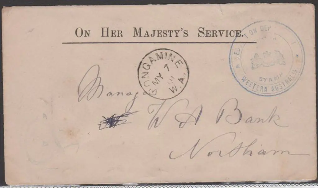 1901 (7th May) OHMS cover Wongamine to Northam ... Image 1++