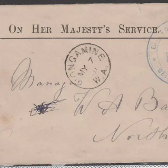 1901 (7th May) OHMS cover Wongamine to Northam ...