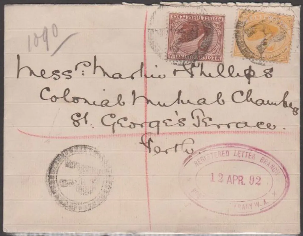 1902 (12th Apr) Albany to Perth Registered cover ... Image 1++