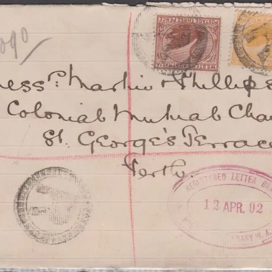1902 (12th Apr) Albany to Perth Registered cover ...
