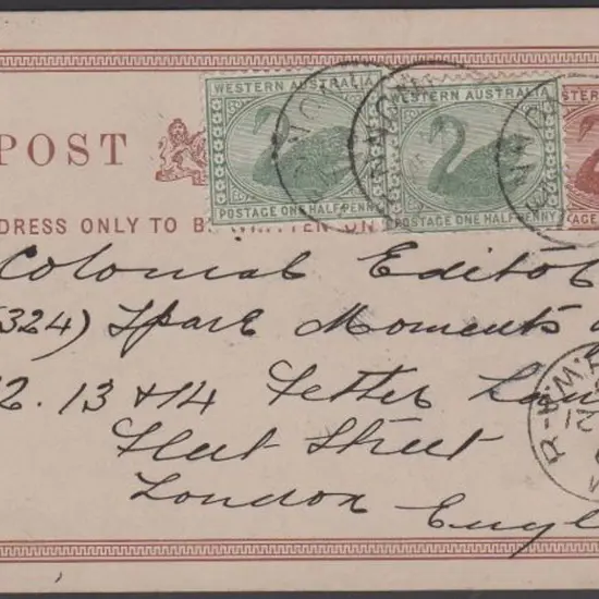 1903 (March) ½d postal card uprated with ½d greens ...