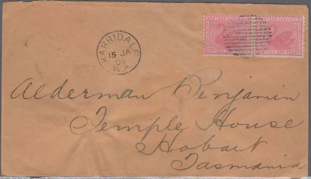1904 (15th Jan) cover to Hobart, bearing pair of ... Image 1++
