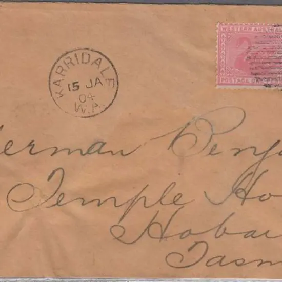 1904 (15th Jan) cover to Hobart, bearing pair of ...