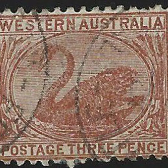 1912 3d brown swan, perf. 12½ with upright Crown/A ...