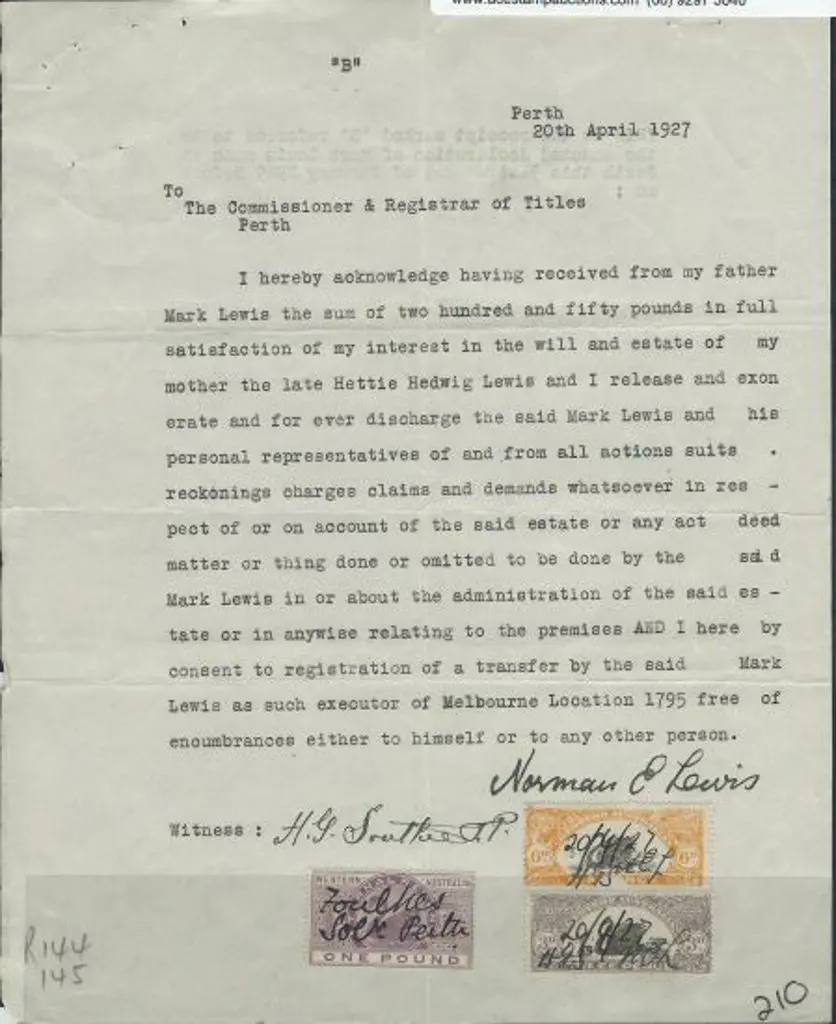 1927 legal acknowledgement to Commissioner & ... Image 1++