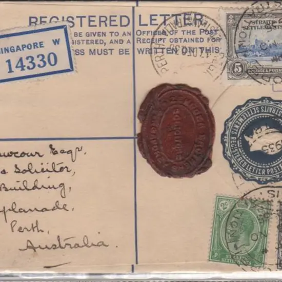 1935 incoming 15c Registered Letter env from ...