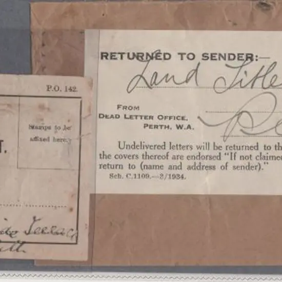 1937 RTS letter from Titles Office showing Nanga ...