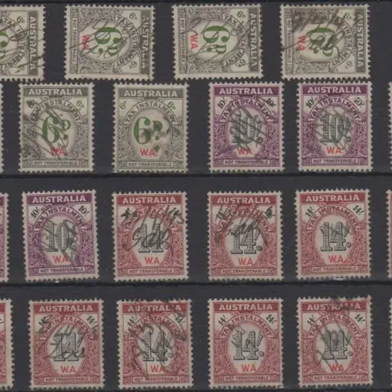 1940's Tax Stamps with "W.A." imprint in red on ...