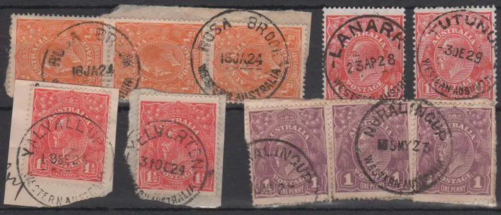Rosa Brook (1924) on strip of ½d orange x 3 (2 ... Image 1++