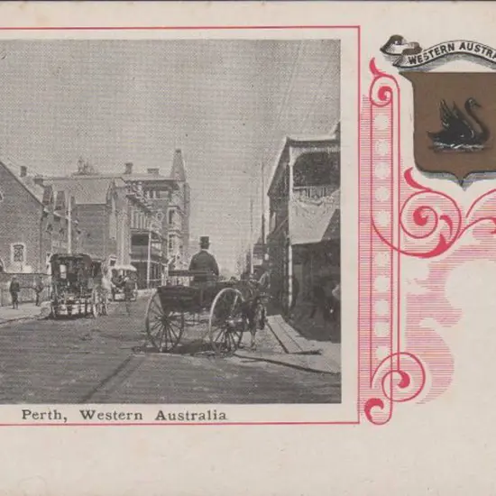 "Perth, Western Australia" B&W with red frame & ...