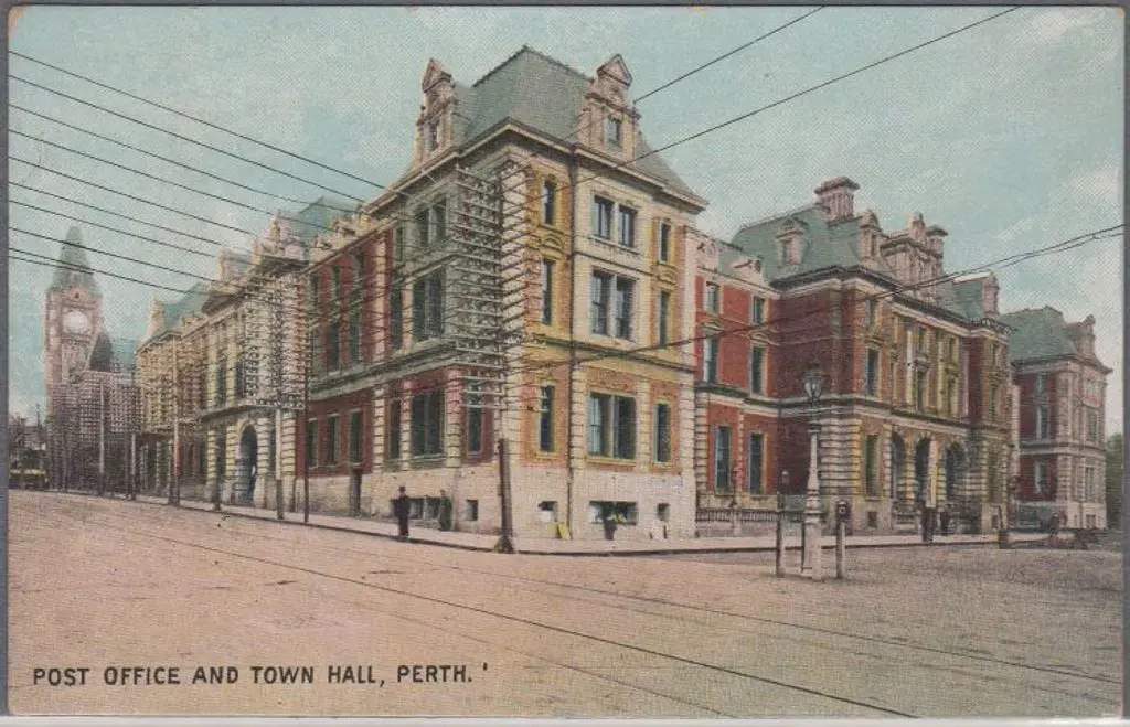 "Post Office & Town Hall, Perth" (Printed in ... Image 1++