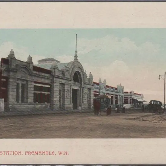 "Railway Station, Fremantle, WA" (Falk) in colour. ...