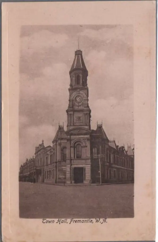"Town Hall, Fremantle, WA" (Falk) in sepia & ... Image 1++