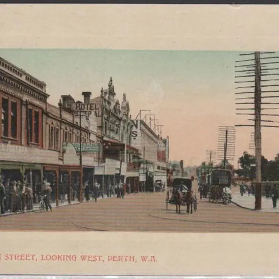 "Wellington Street looking West, Perth, WA" (Falk) ...
