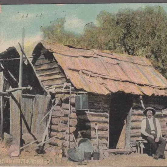 "Miners Hut Near Ballarat" (JWN & Co) in colour ...