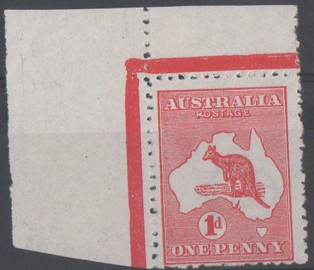 1913 1st wmk 1d red, upper left corner with ... Image 1++