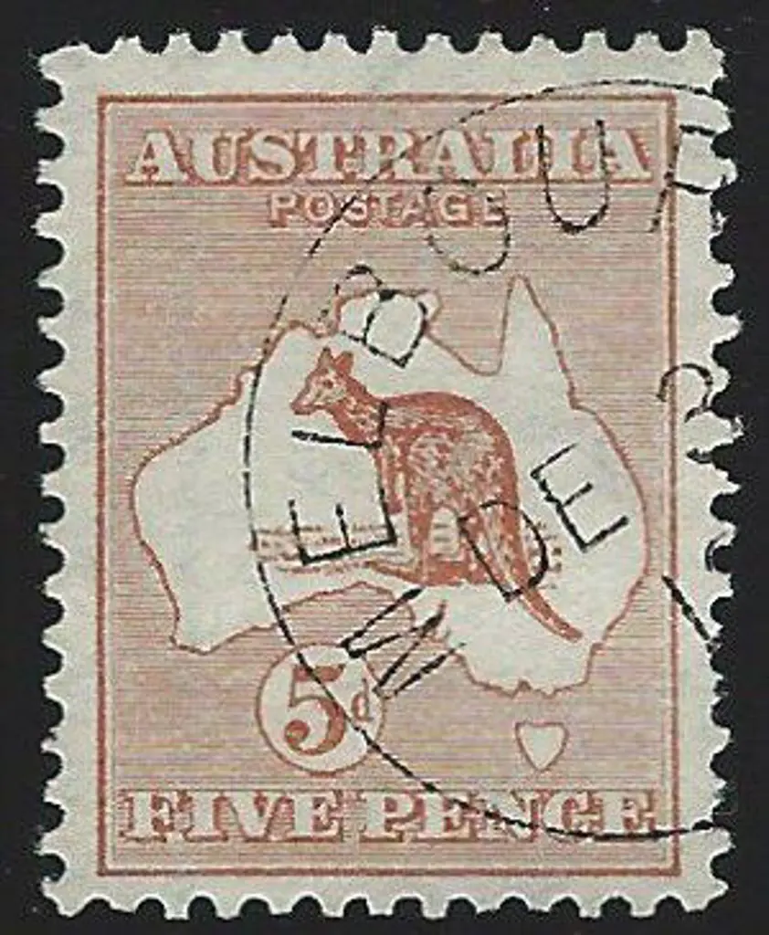 1913 1st wmk 5d chestnut CTO with neat Melbourne ... Image 1++