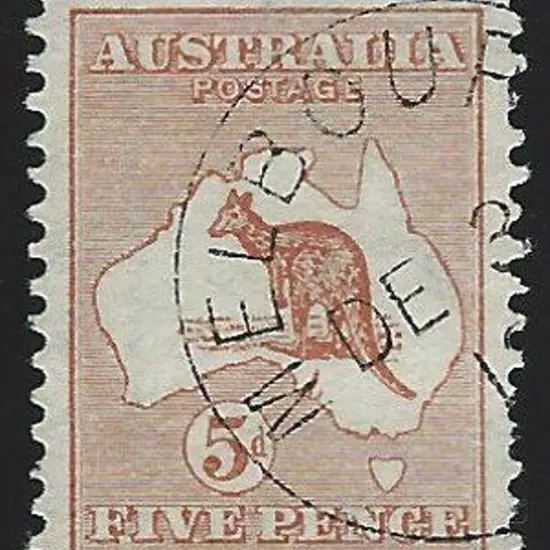 1913 1st wmk 5d chestnut CTO with neat Melbourne ...