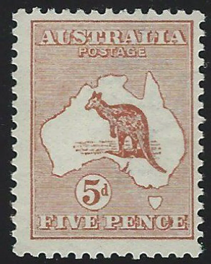 1913 1st wmk 5d chestnut. Centred slightly right ... Image 1++