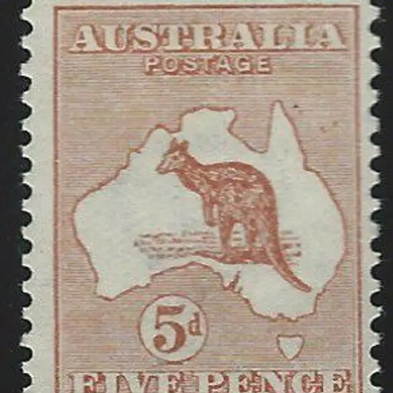 1913 1st wmk 5d pale chestnut. MLH with hinge ...