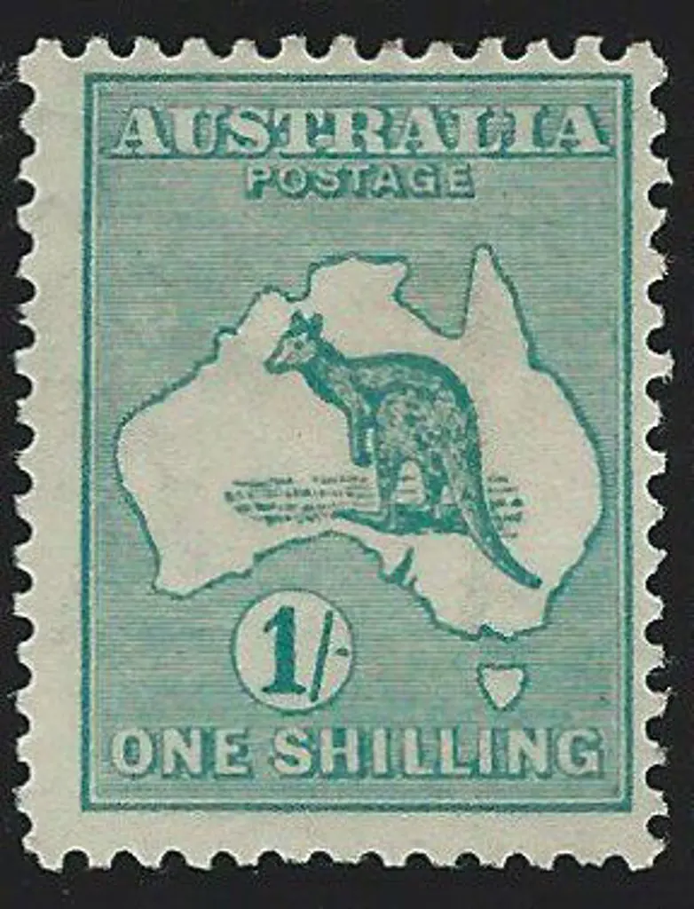 1915 2nd wmk 1/- bright blue green. Centred to ... Image 1++