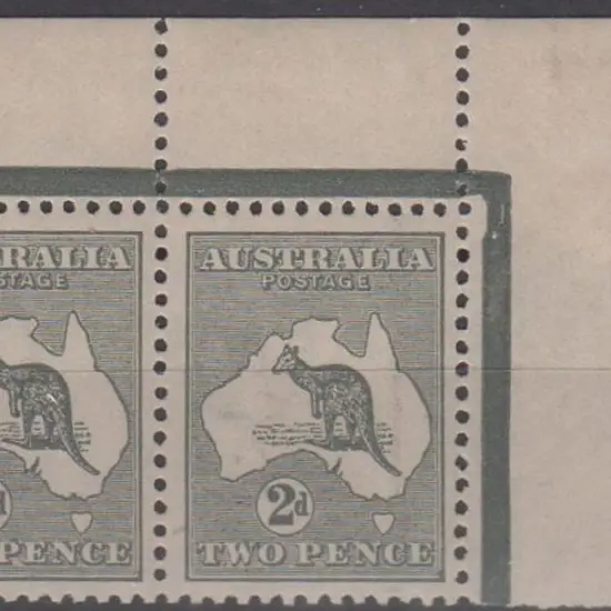 1915-28 3rd wmk 2d grey Die I pair with upper ...