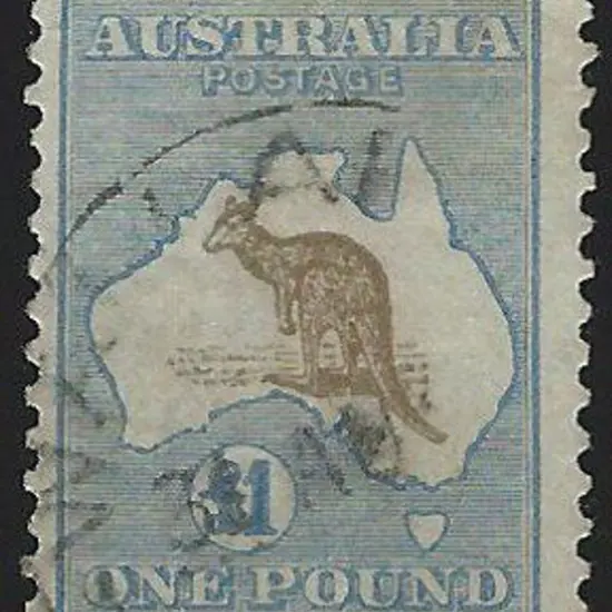 1915-28 3rd wmk £1 chocolate & dull blue. Fine ...