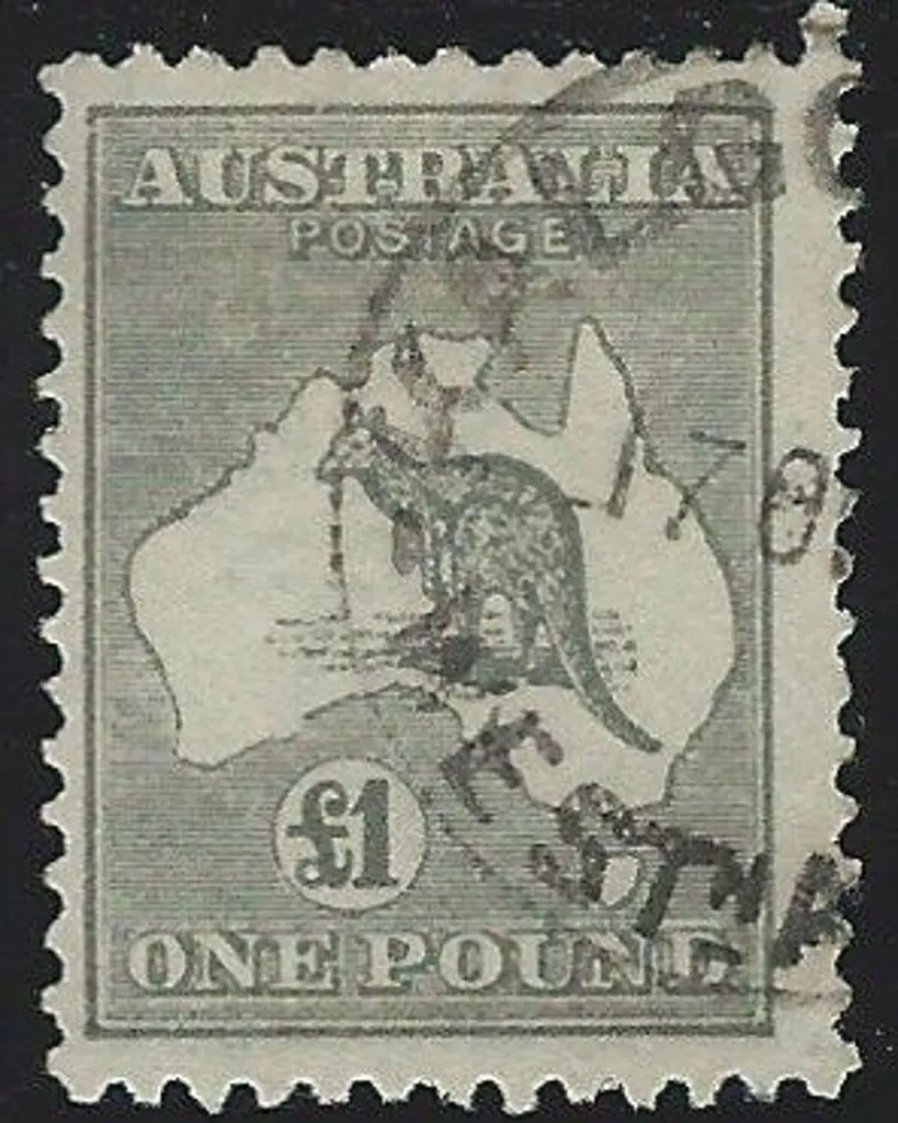 1923-24 New colours £1 grey F/U by part Kalgoorlie ... Image 1++