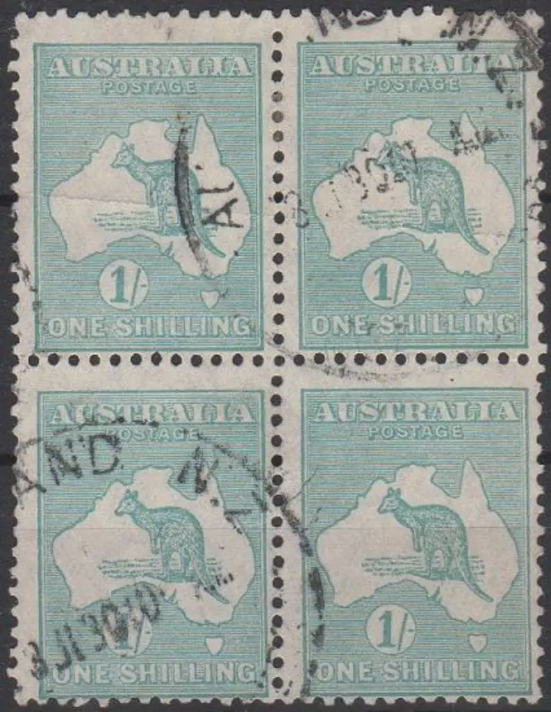 1929-30 Smult 1/- emerald commercially used block ... Image 1++