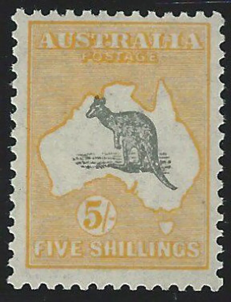 1929-30 Smult 5/- grey & yellow orange. Centred ... Image 1++