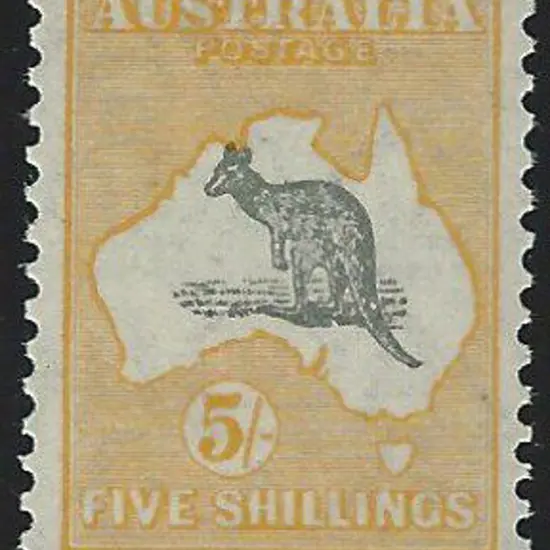 1929-30 Smult 5/- grey & yellow orange. Centred ...