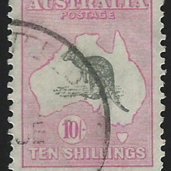 1929-30 Smult 10/- grey & pale pink. F/U with neat ...