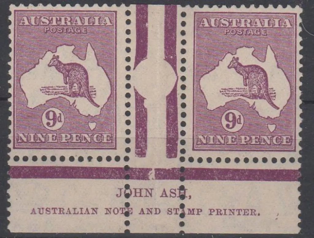 1931-47 Cof A 9d violet Die IIB Ash imprint pair. ... Image 1++
