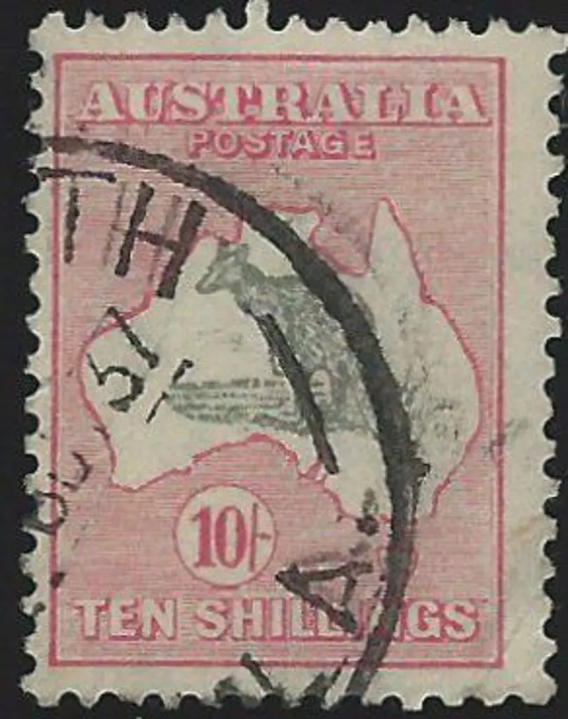 1931-47 CofA 10/- grey & pink with bold 1937 cds. ... Image 1++