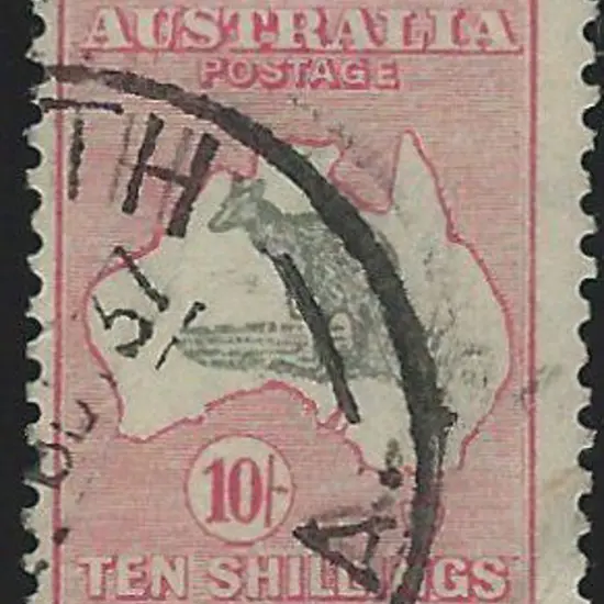 1931-47 CofA 10/- grey & pink with bold 1937 cds. ...
