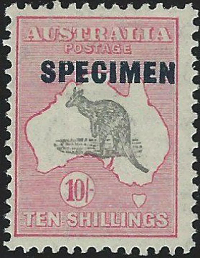 1931-47 CofA 10/- grey & pink SPECIMEN ovpt type D ... Image 1++