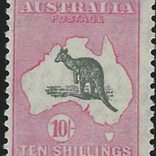 1931-47 CofA 10/- grey-black & rose-crimson. ...