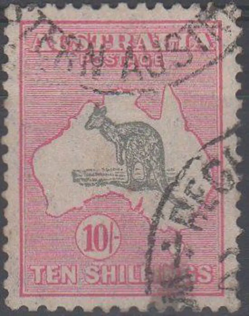 1931-47 CofA 10/- grey & aniline pink. Good to ... Image 1++